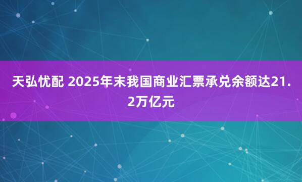 天弘忧配 2025年末我国商业汇票承兑余额达21.2万亿元